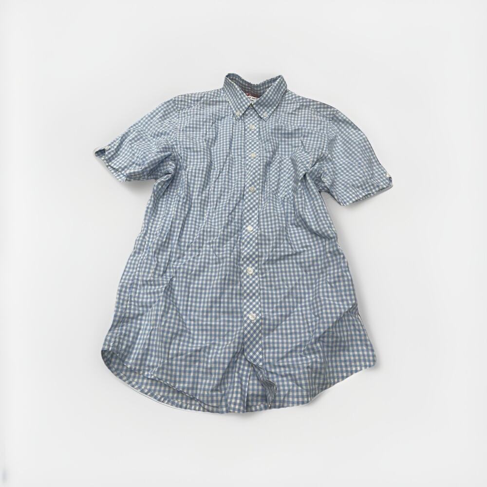 Ben Sherman Men’s Short Sleeve Button Down Shirt Blue White Gingham Check Size S